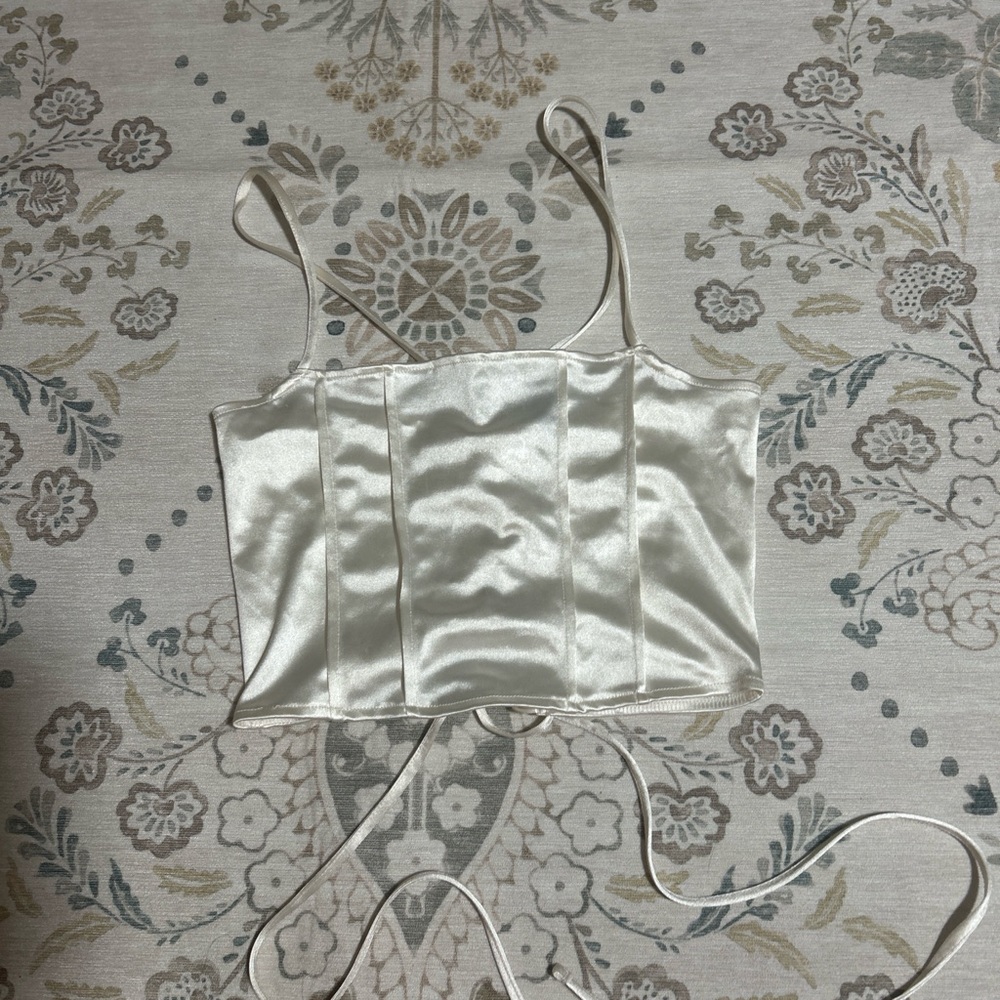 H&M White Satin Tank Top